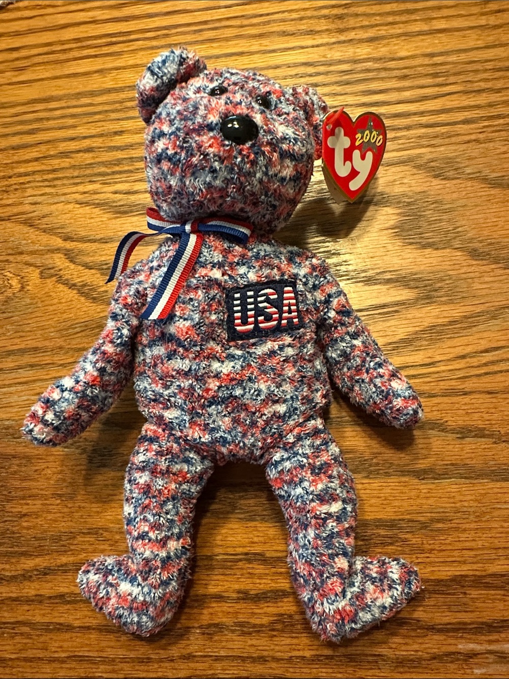 Ty Patriotic USA Marled Knit Bear - Red, White, Blue